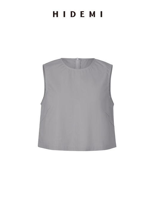 HIDEMI 简约拉链设计感自然棉质三件套套装 苹果绿衬衫/苹果绿茧型半身裙/雾霾蓝衬衫/雾霾蓝茧型半身裙/苹果绿短背心/雾霾蓝短背心 商品图13