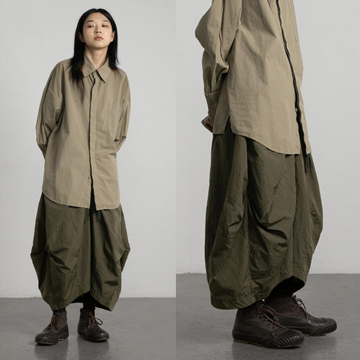 CryingCenter 山系户外军旅风 轻结构褶皱半身裙长裙 商品图1