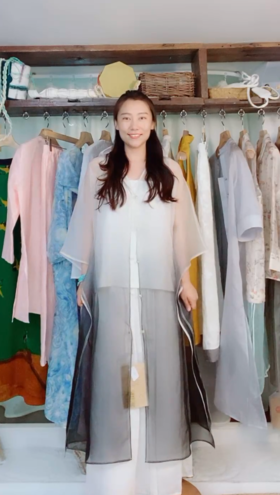 【抖音专属】高定长款衬衫（22710175-渐变黑）