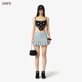 预售|SMFK 花园牛仔百褶裙 水蓝 UP012BL .潮快闪[福利品]