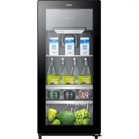 海尔121升 办公室冰吧 时尚冰吧 智感除雾 风循环制冷 茶叶柜 酒柜 墨晶黑LC-121D 商品图0