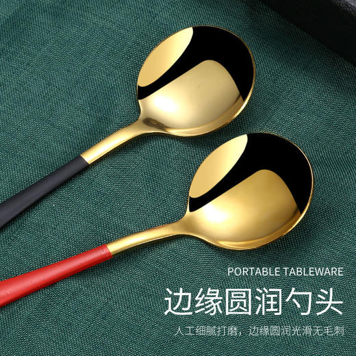 学生便携式不锈钢餐具三件套成人筷子勺子套装上班族勺叉筷套装 商品图4