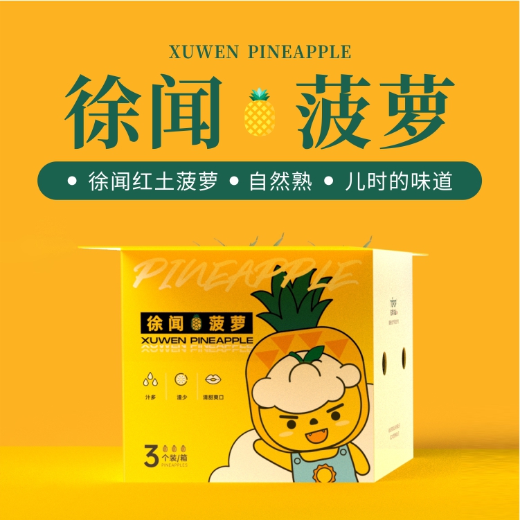 徐闻菠萝3只一箱装约5斤