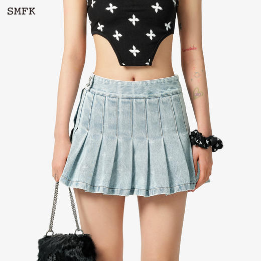 预售|SMFK 花园牛仔百褶裙 水蓝 UP012BL .潮快闪[福利品] 商品图3