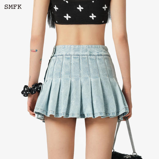 预售|SMFK 花园牛仔百褶裙 水蓝 UP012BL .潮快闪[福利品] 商品图4