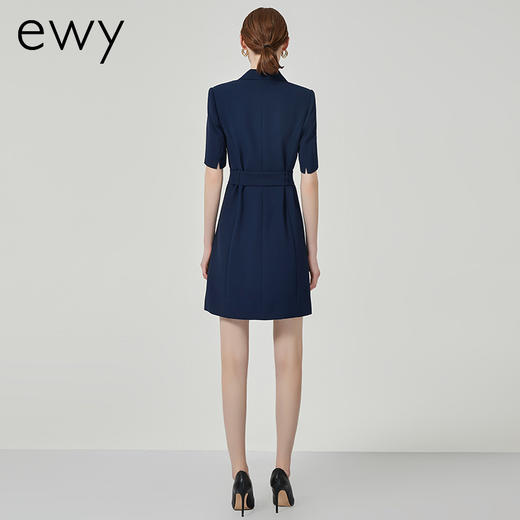 ewy夏季新款藏青色职业连衣裙女修身显瘦气质短袖西装裙工装正装 商品图3
