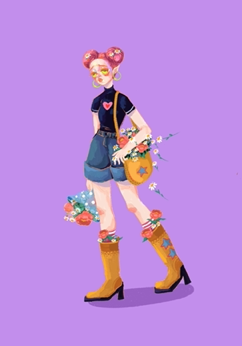 陈大欣｜『《花与女孩》系列03 』A3版画