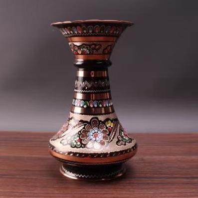 320173手工紫铜雕花珐琅彩-瓶19cm*12cm 商品图0