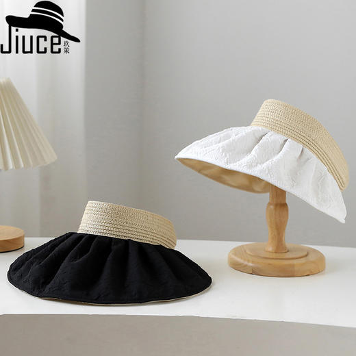 ZQ-M1818（泡泡纱双面空顶帽）网红双面戴加大沿空顶帽子女韩国泡泡纱护脸遮阳帽细透气太阳帽 商品图1