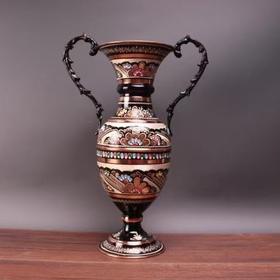 320180手工紫铜雕花珐琅彩-瓶32cm*12