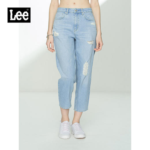 Lee都市骑士411舒适浅蓝男友酷女九分牛仔裤LWZ4115PCATK 商品图0