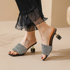 气质优雅，个性镶钻方跟高跟凉拖YSML-A122 商品缩略图0