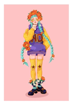 陈大欣｜『《花与女孩》系列02 』A3版画