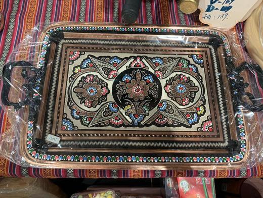 320129手工紫铜雕花珐琅彩-盘35cm*35.5*26 商品图0