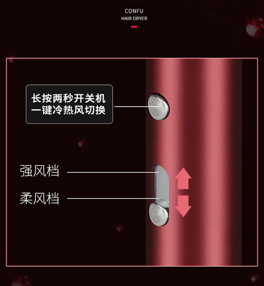 康夫电吹风机家用大功率不伤发发廊专用学生宿舍冷热护发静音风筒 商品图1