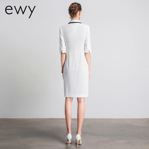 Ewy夏季新款时尚高端法式白色总裁正装白领连衣裙女士ol风 商品图3