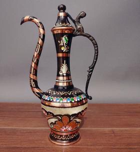 320563手工紫铜雕花珐琅彩-壶19cm*12cm