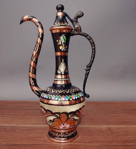 320563手工紫铜雕花珐琅彩-壶19cm*12cm 商品图0