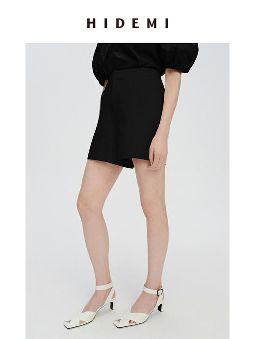HIDEMI 简约超显瘦提臀高腰短裤 黑色/白色 商品图8