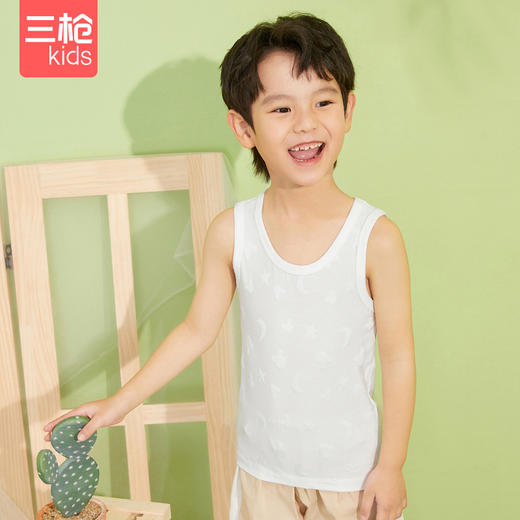 Threegun三枪 【舒莫代尔】大提花男童/女童少儿打底儿童背心-3D043A011 商品图3