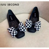 IUIU SECOND 2022年春夏新款棋盘蝴蝶结软底休闲单鞋U22AE18081 商品缩略图1