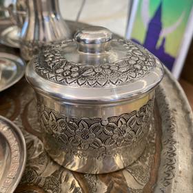 32012254手工铜镀银带盖小罐15cm*