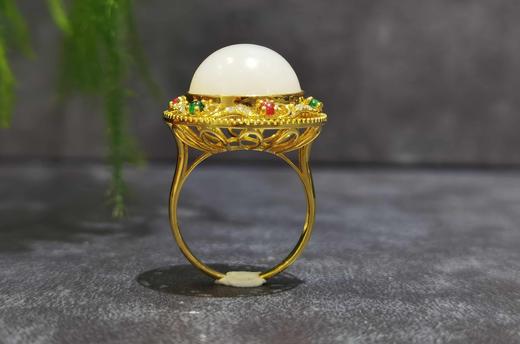 【御珠宫坊】金镶羊脂白玉戒指 商品图2