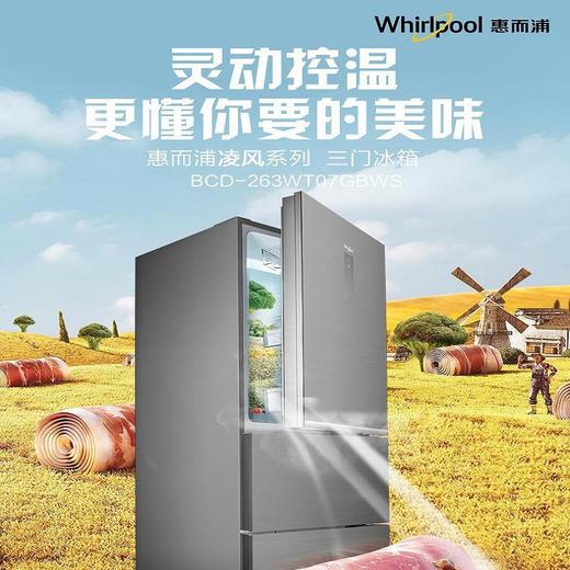 惠而浦（Whirlpool） BCD-263WT07GBWS星悦银 凌风系列三门变频冰箱 商品图2
