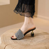 气质优雅，个性镶钻方跟高跟凉拖YSML-A122 商品缩略图2