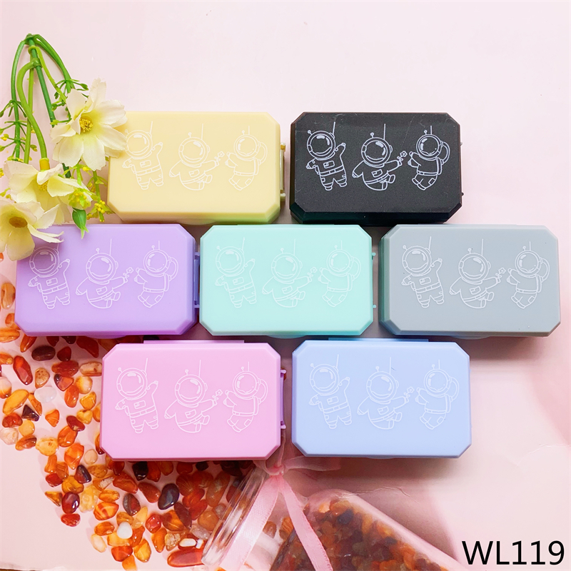 新款卡通宇航员美瞳盒隐形眼镜盒伴侣盒双联盒WL119PP