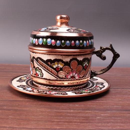 320233手工紫铜雕花珐琅彩咖啡杯（大号）10cm*14cm 商品图0