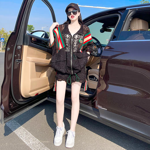 6IXTY-短裤套装女夏2022新款港风复古chic网红盐系炸街休闲时尚两件套 商品图3