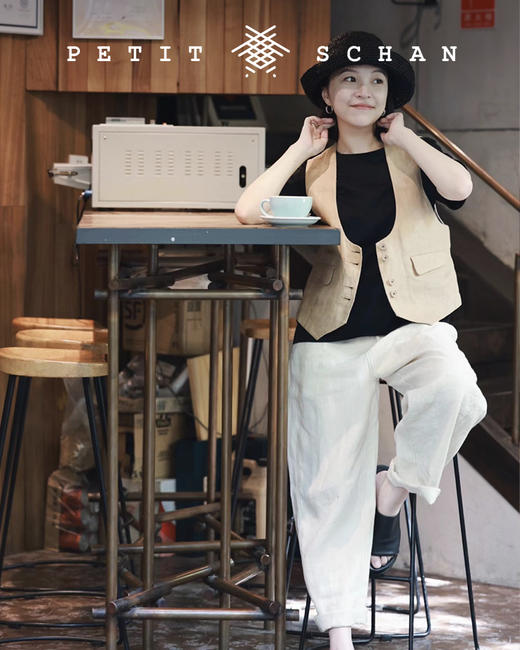 PETIT SCHAN小闪 CLO#081 Time Garden 时光花园 纯亚麻白/象牙白/柠檬黄纯亚麻松紧腰抽绳休闲长裤 商品图8