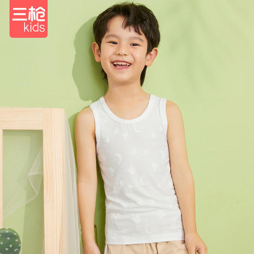 Threegun三枪 【舒莫代尔】大提花男童/女童少儿打底儿童背心-3D043A011 商品图7