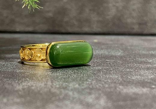 【御珠宫坊】金镶碧玉戒指 商品图6