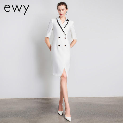 Ewy夏季新款时尚高端法式白色总裁正装白领连衣裙女士ol风 商品图1