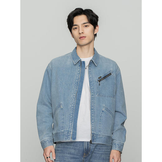 Lee商场同款22春季新品舒适版浅蓝色男牛仔外套LMT0015823HH-496 商品图4