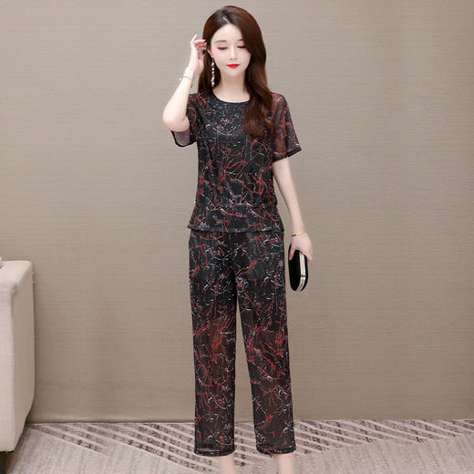 YWE YC116印花裤套装韩版气质通勤宽松时尚套装 商品图3