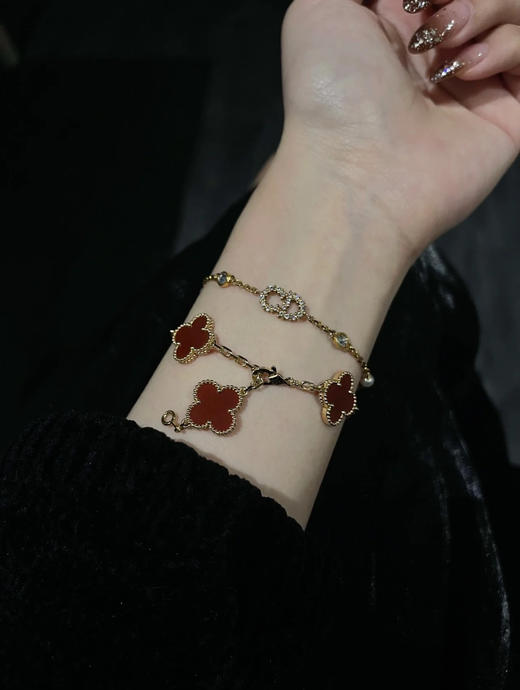 Vca四叶草🍀五花手链-红色 商品图1