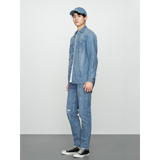 【Smiley®联名】Lee22春夏新品舒适浅蓝男长袖牛仔衬衫LMT001564 商品图2