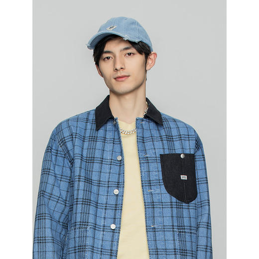 Lee商场同款22春季新品舒适蓝色格子男牛仔外套LMT001571100-492 商品图4