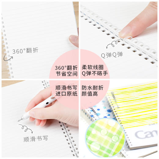kokuyo国誉水彩絮语系列soft ring软线圈笔记本不硌手螺旋本8mm横线线圈本 商品图2