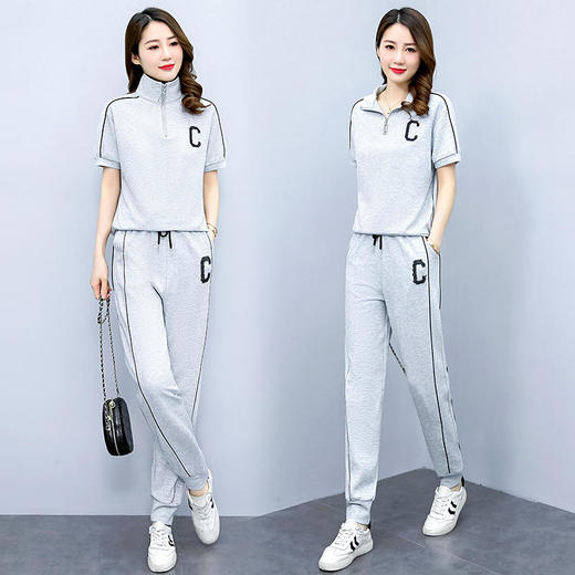 YR-2022春夏短袖新款两件套白色浅灰色淑女【XP】 商品图0