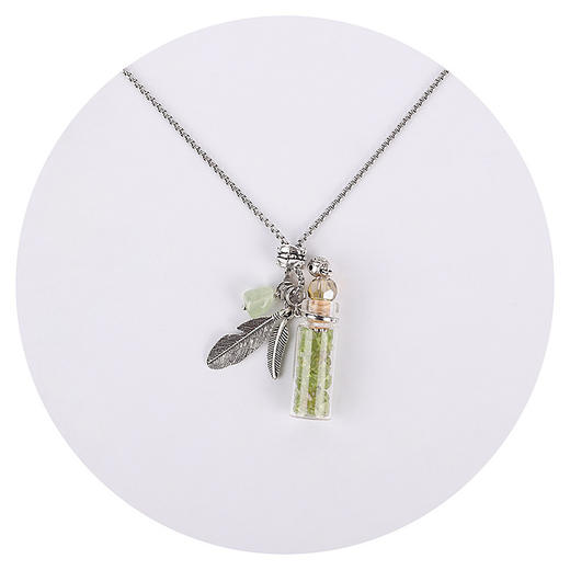 香薰精油瓶吊坠 水晶玉石许愿毛衣链彩色精油瓶 商品图3