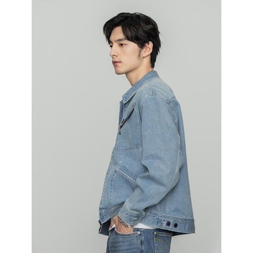 Lee商场同款22春季新品舒适版浅蓝色男牛仔外套LMT0015823HH-496 商品图3
