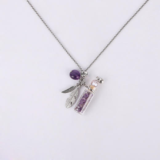 香薰精油瓶吊坠 水晶玉石许愿毛衣链彩色精油瓶 商品图1