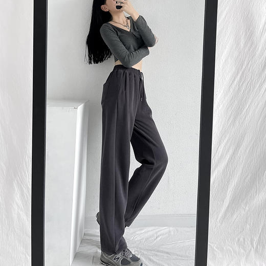 【耐穿实穿质量杠杠】两穿抽绳直筒阔腿卫裤  显瘦显腿长 亲肤透气  免烫不粘毛   垂感好 可束脚可阔腿 商品图5