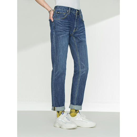 【33码断码】LeeXLINE21秋季新品709修身小锥形蓝色男牛仔裤LMB1007093QJ00FA00605 商品图4