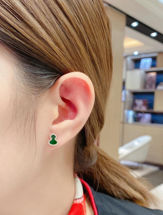 麒麟-孔雀🦚石葫芦（福禄）耳钉 商品图1