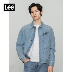 Lee商场同款22春季新品舒适版浅蓝色男牛仔外套LMT0015823HH-496